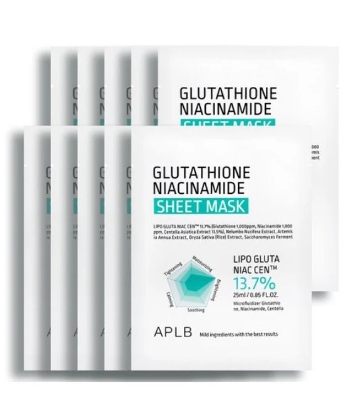 APLB Gluthathione Niacinamide Sheet Mask 10 Sheet